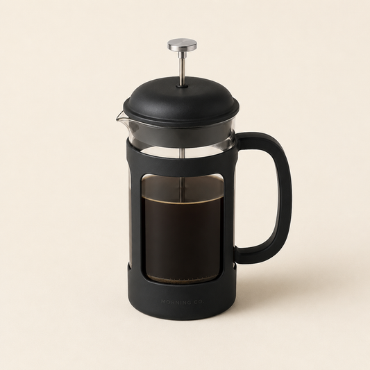 Morning Co. French Press 350ml on soft cream background