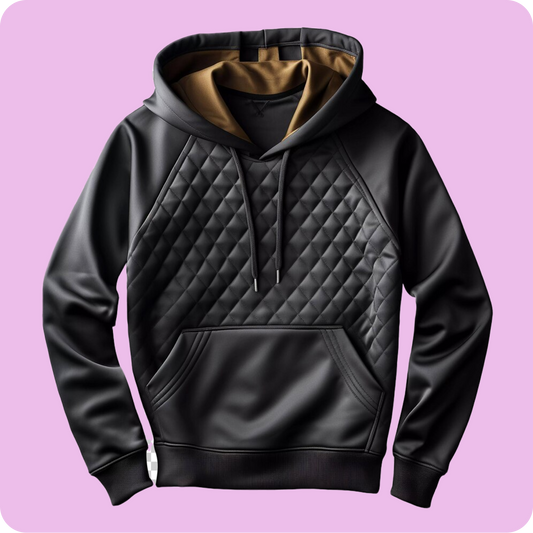 Shadowed Leatherette Casual Hoodie
