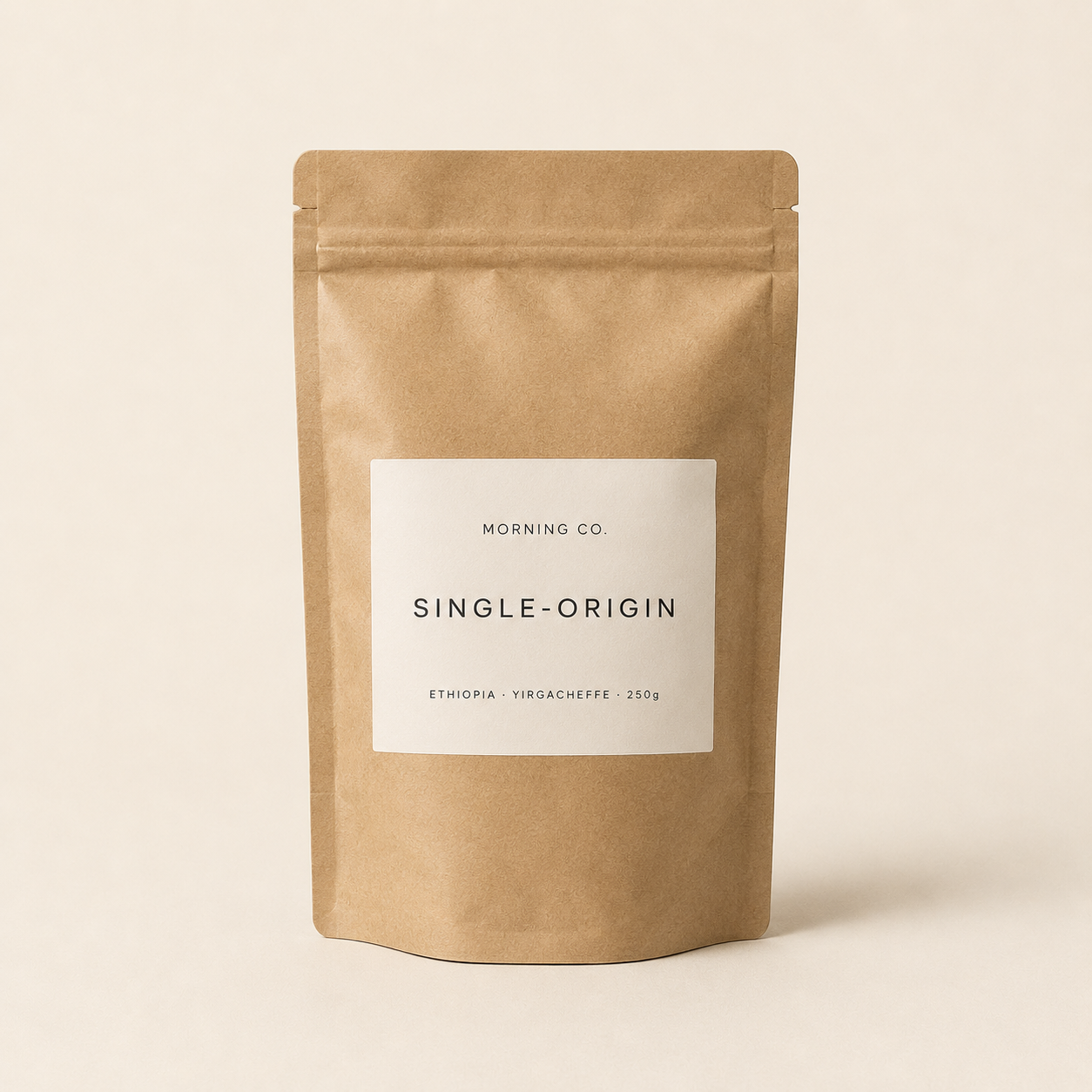 Morning Co. Single-Origin Coffee 250g pouch on soft cream background