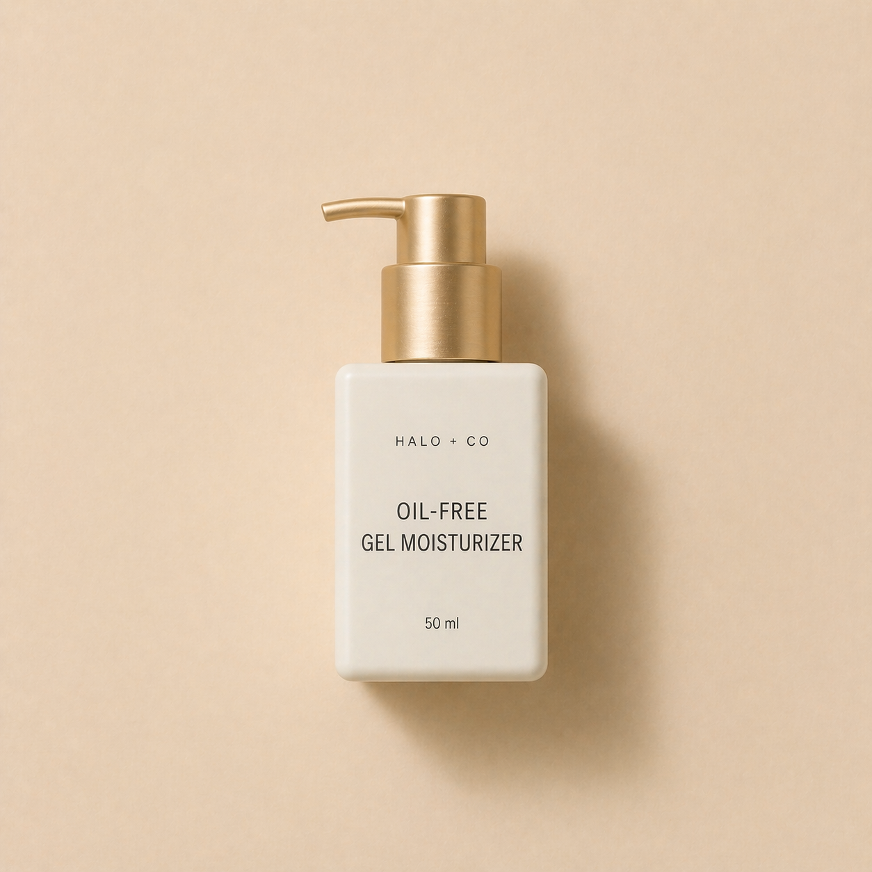 Halo + Co Oil-Free Gel Moisturizer 50ml on warm beige background